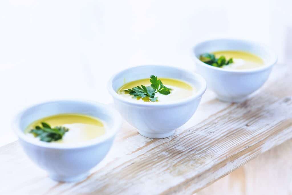 Leek and potato soup with parsley