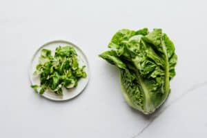 Close-Up of Spinach and Romaine Lettuce
