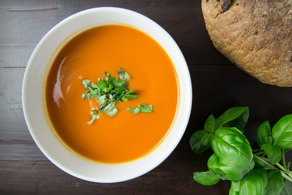 Carrot Soup in White Ceramic Bowl