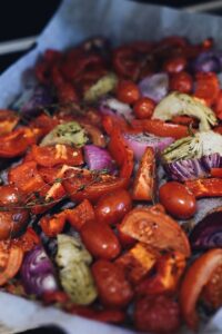 sliced tomatoes and onions